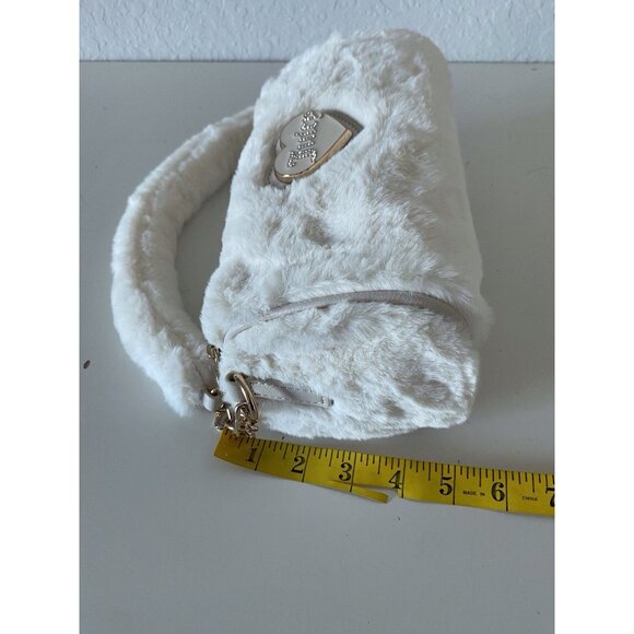 Juicy Couture Warm Up Barrel Shoulder Bag Purse Crystal White W/Charm Fuzzy NEW - Picture 14 of 14